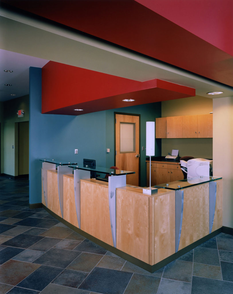 The welcome desk of Husson University located in the O’Donnell Commons.