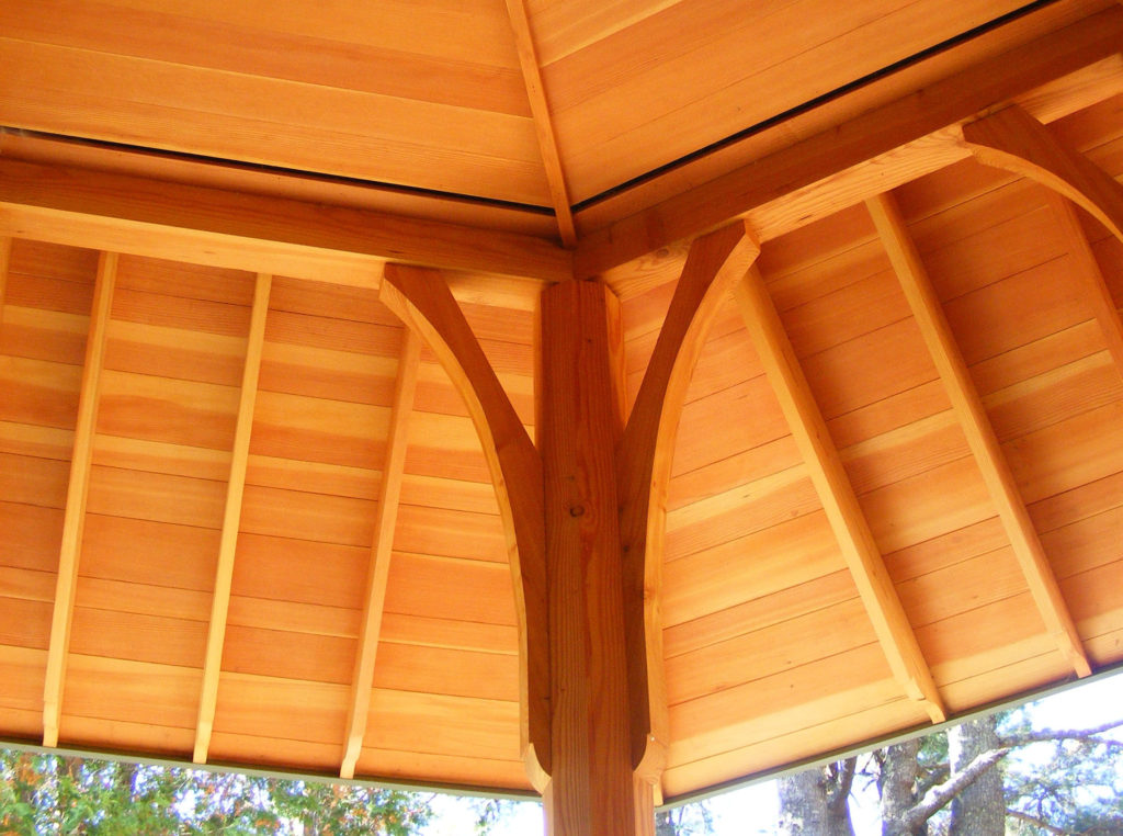 The cottage canopy entrance featuring the Douglas Fir woodwork.