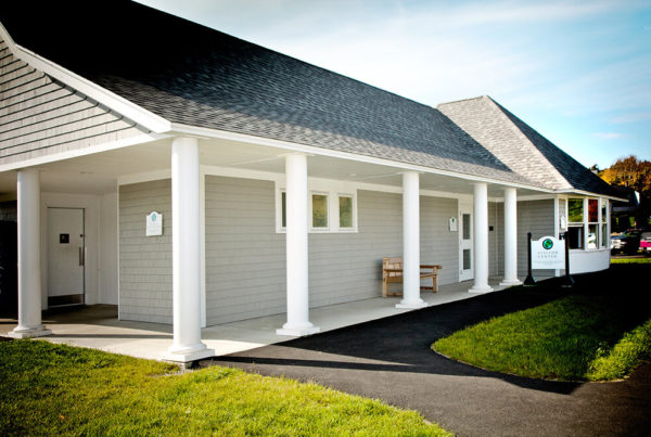 The design of the north entry port to Northeast Harbor Marina visitor center.