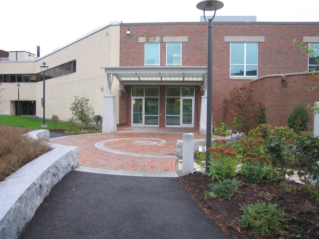 The exterior view of The Jackson Laboratory public entrance in Bar Harbor, Maine.