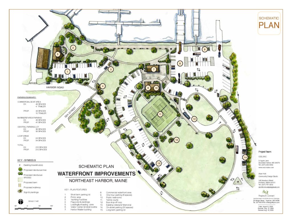 A design layout of Mt. Desert Island’s Northeast Harbor Marina.